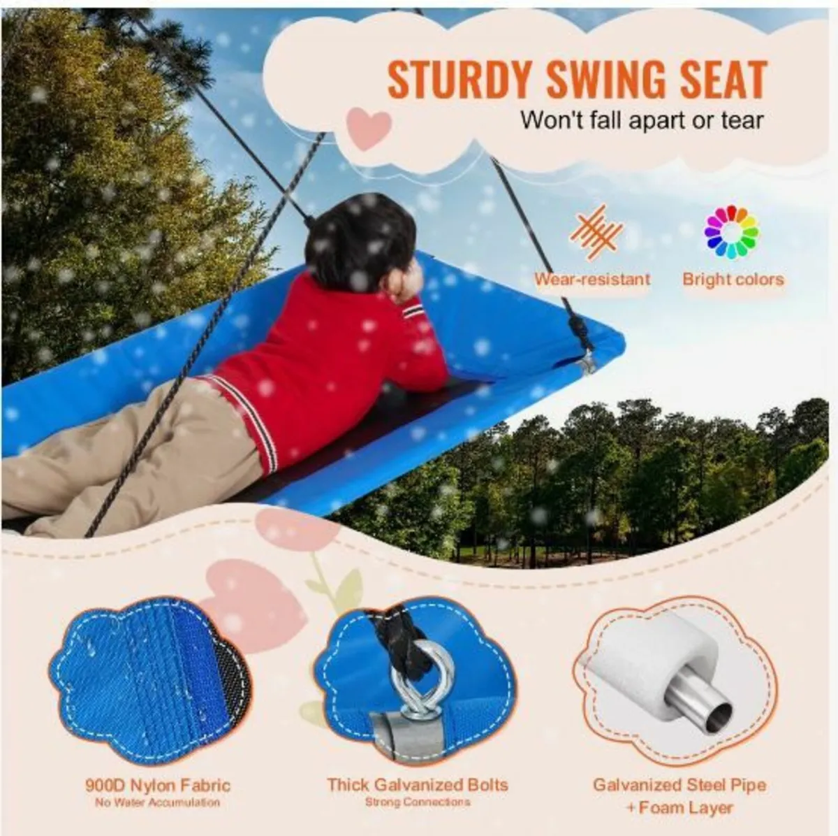 Platform Swing 60 Inch Platform Tree Swing for Kid - Image 2