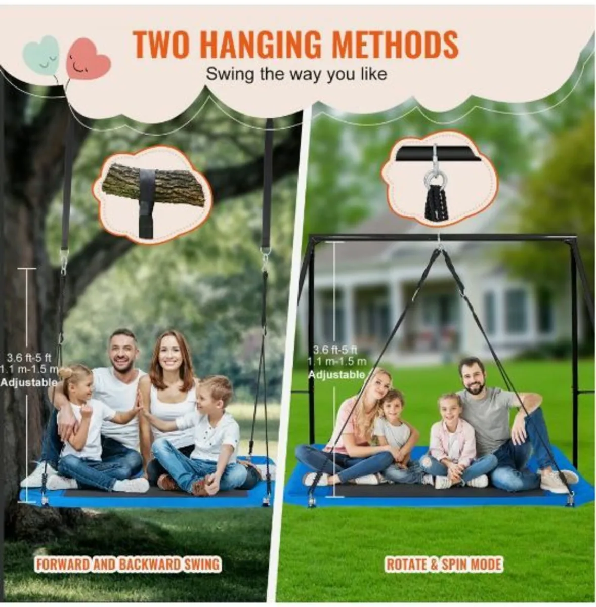 Platform Swing 60 Inch Platform Tree Swing for Kid - Image 4