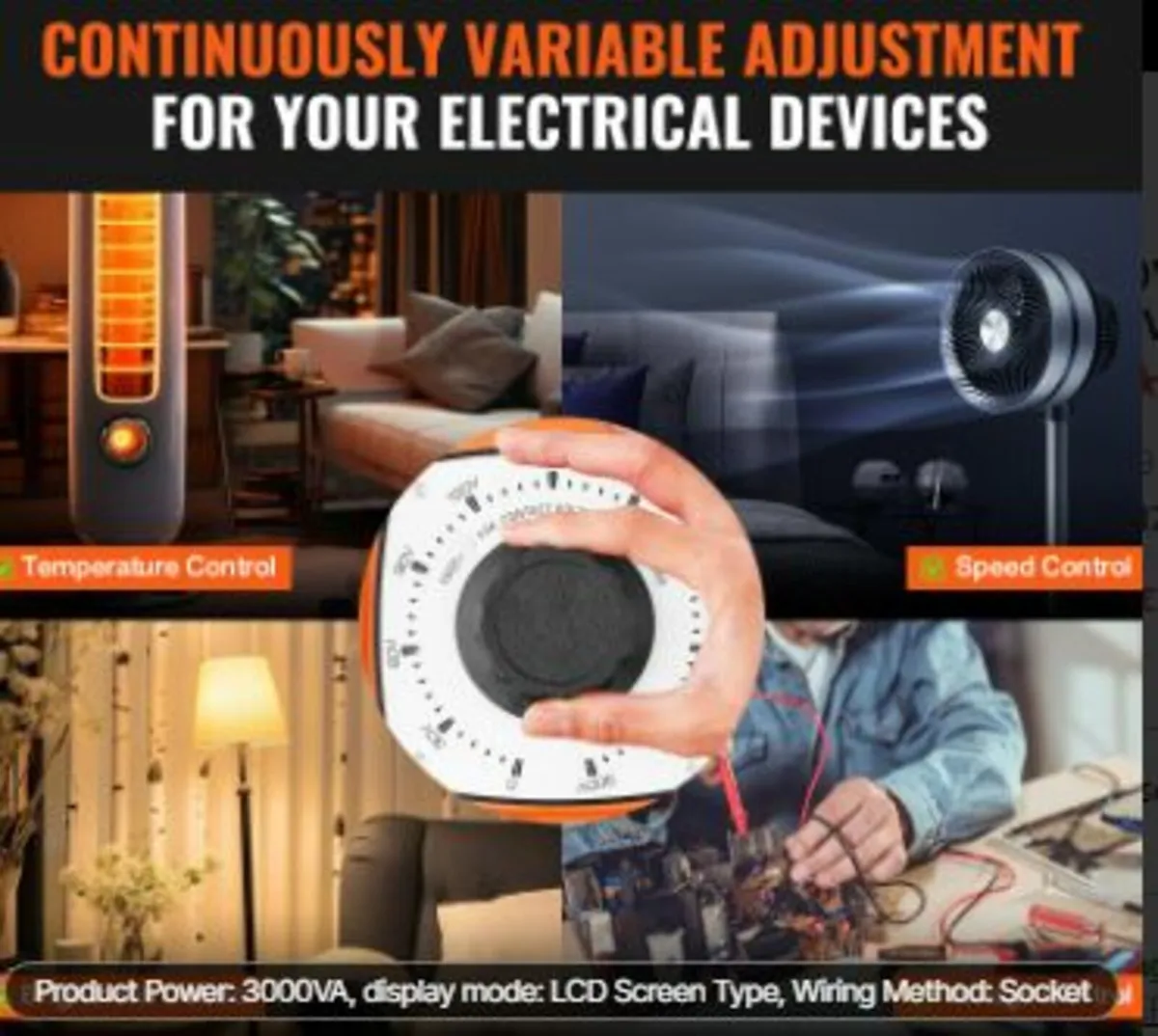 500VA Variable Voltage Transformer 1.7A 0-300V AC - Image 2