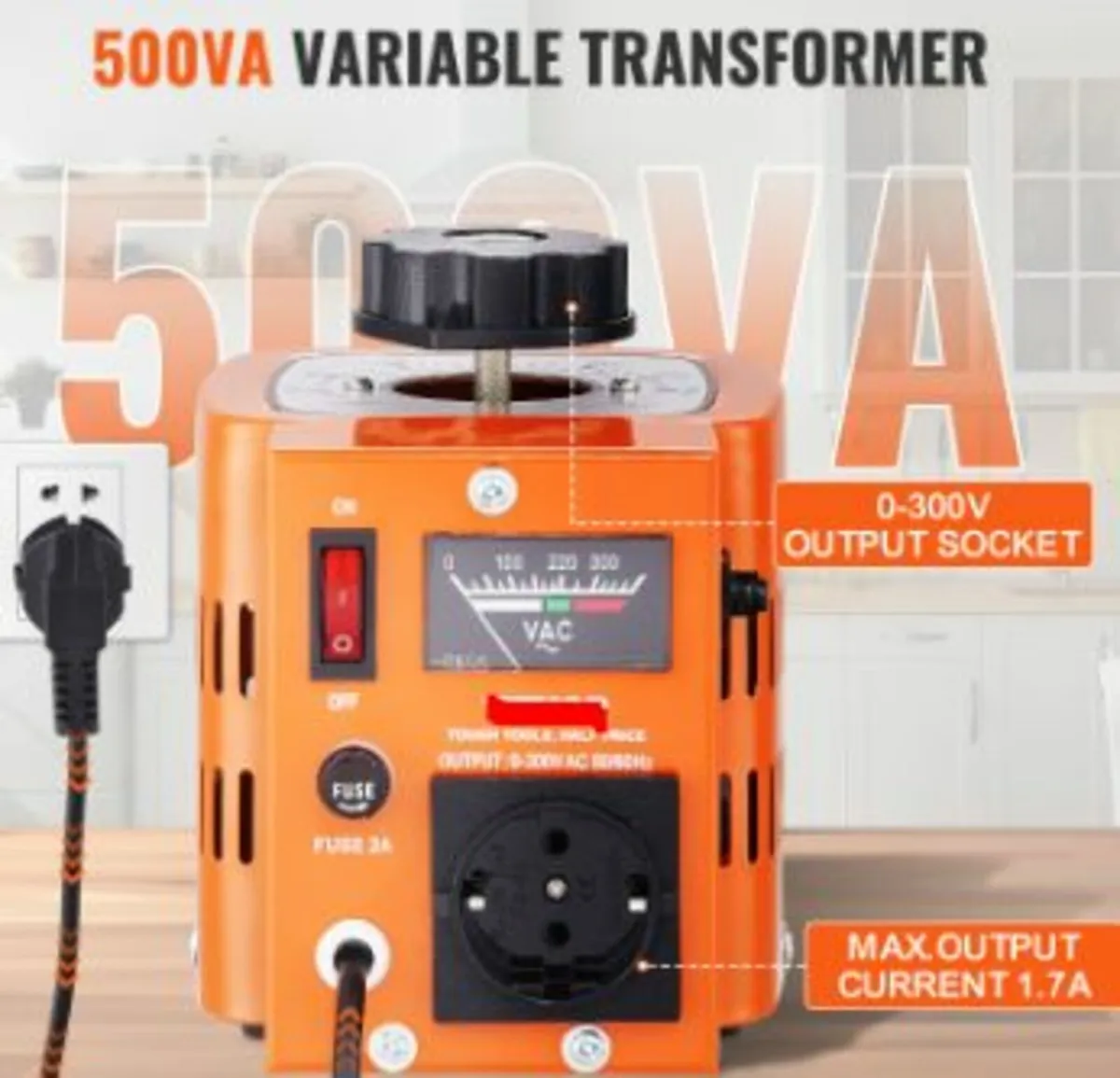 500VA Variable Voltage Transformer 1.7A 0-300V AC - Image 3