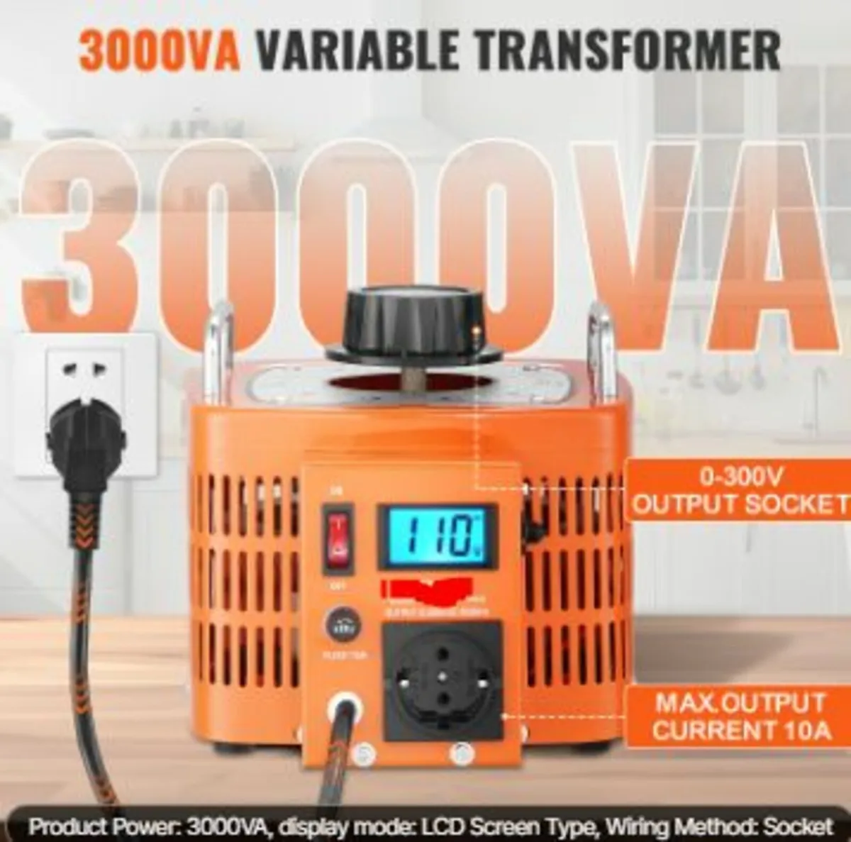 3000VA Variable Voltage Transformer 10A 0-300V Vol - Image 3
