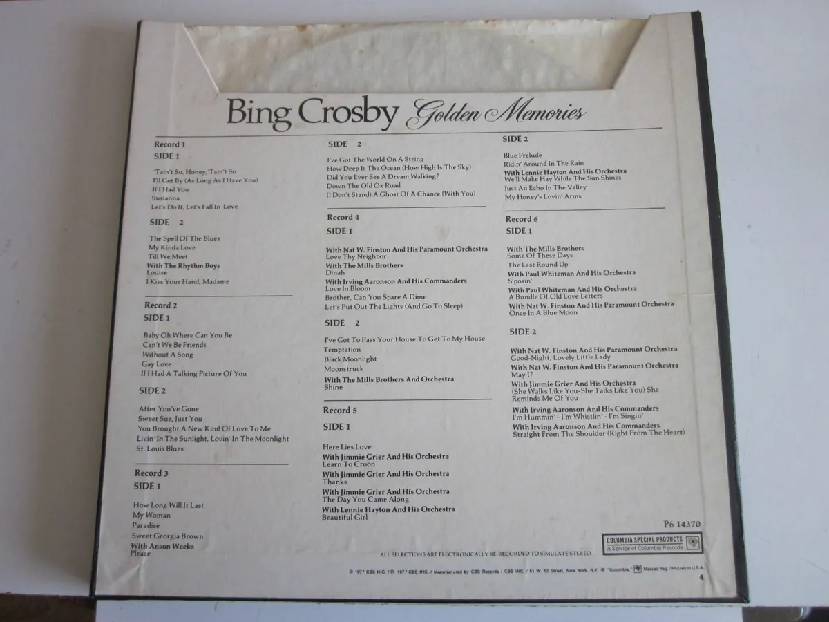 Bing Crosby Golden Memories Vinyl - Image 2