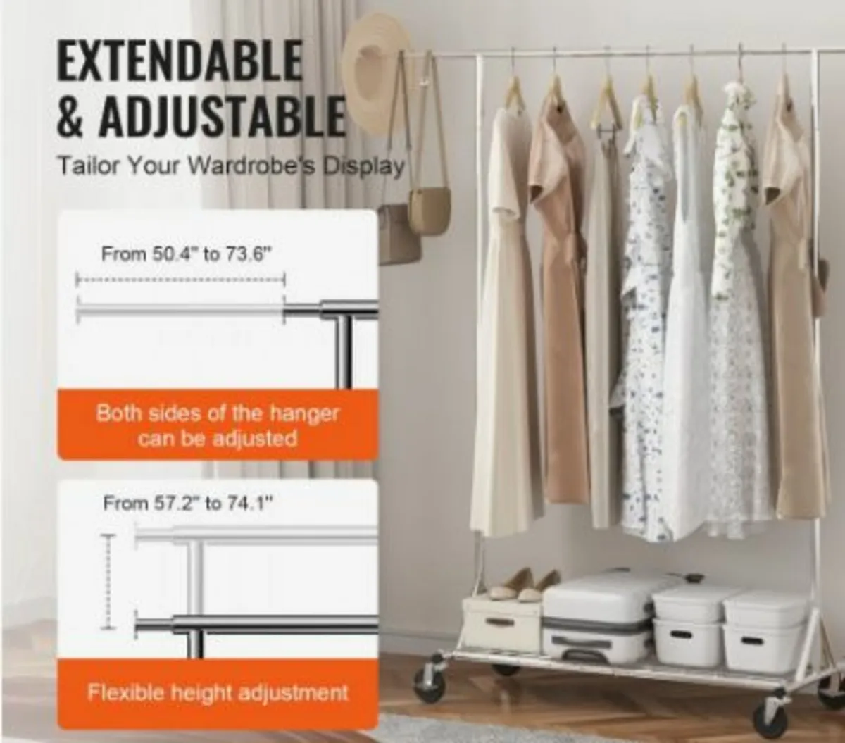 Clothes Rack with Wheels Heavy Duty - Image 2