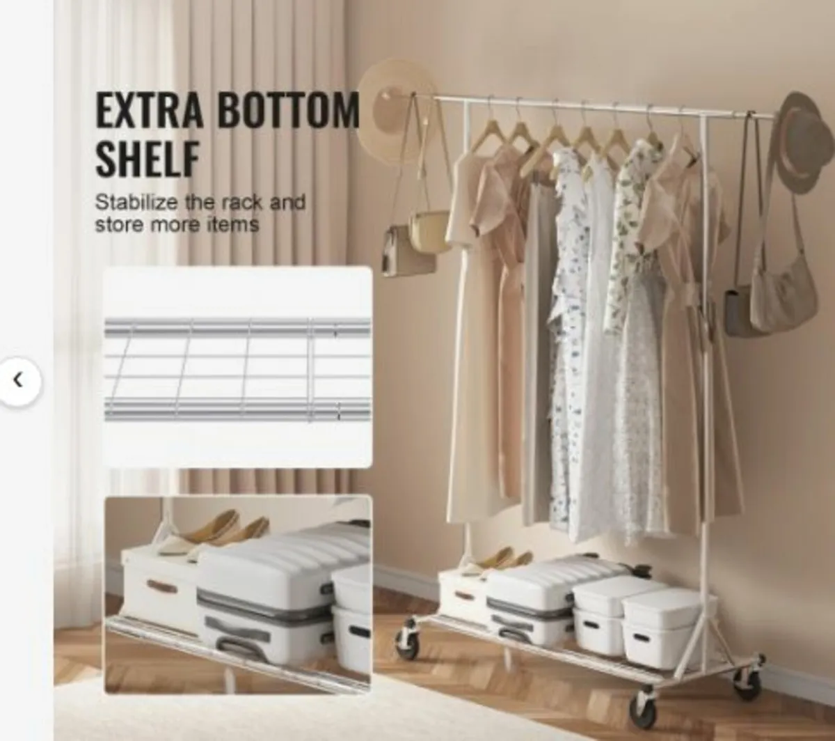 Clothes Rack with Wheels Heavy Duty - Image 3