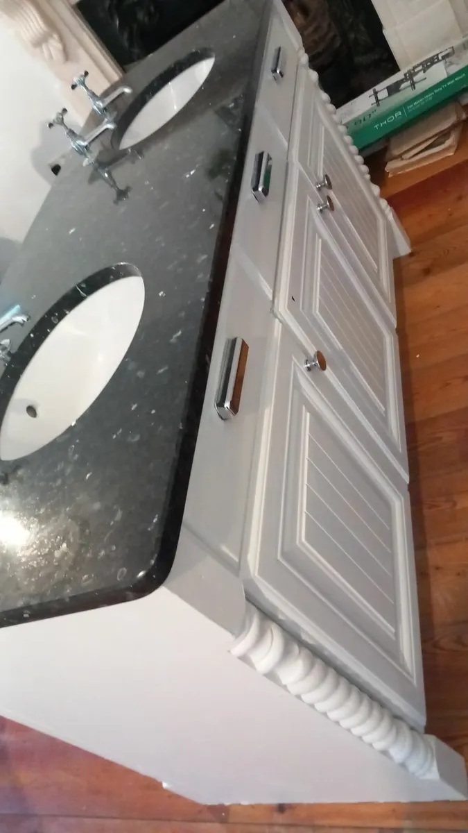 Double sink unit with 30mm deep granite top - Image 1
