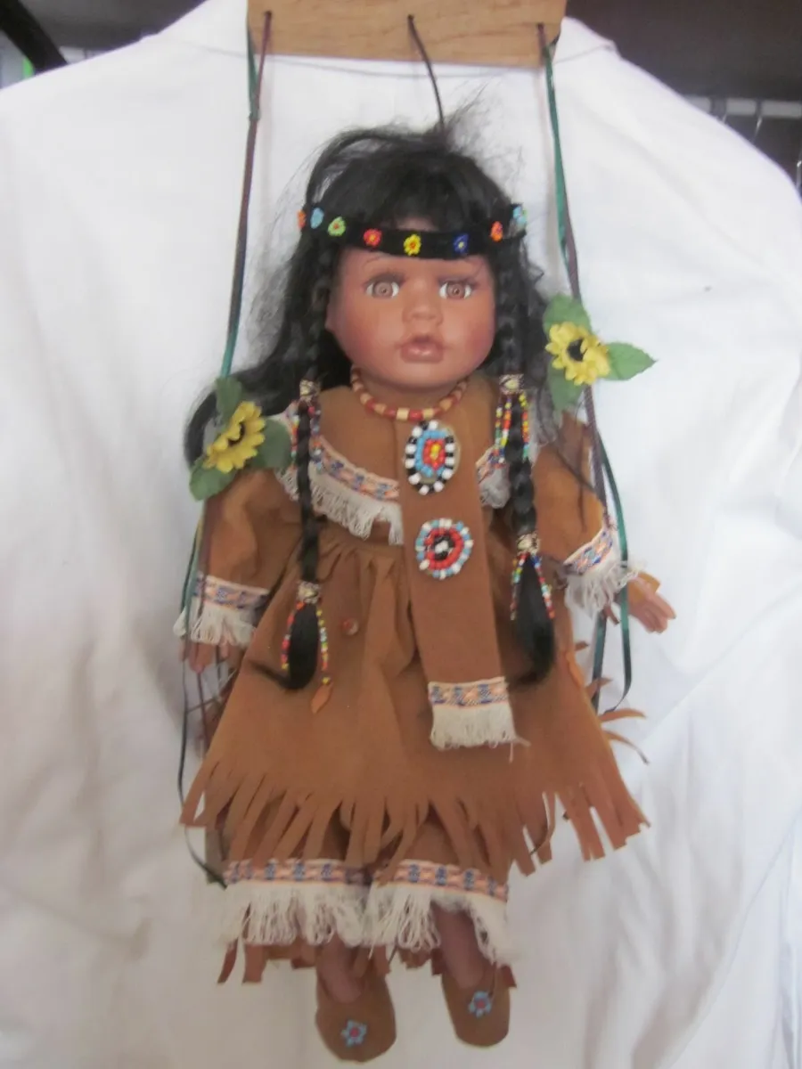 16"  Collectable American/Indian Girl on Swing - Image 1