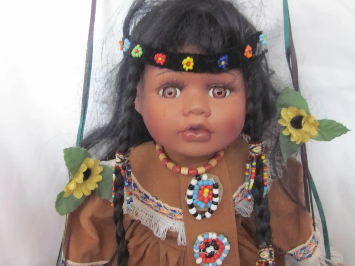16"  Collectable American/Indian Girl on Swing - Image 2