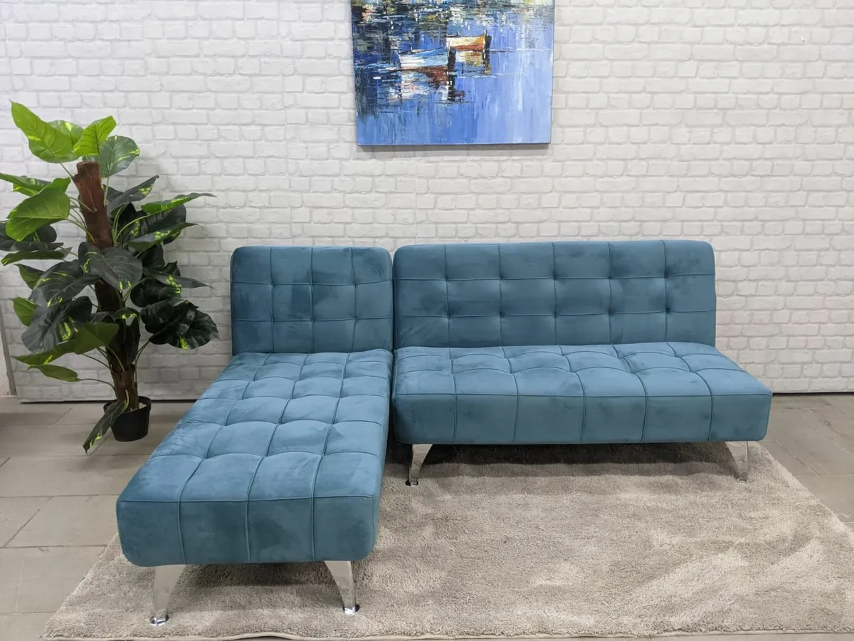 Blue Corner Sofa Bed 198cm - Image 1