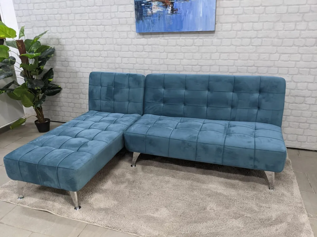 Blue Corner Sofa Bed 198cm - Image 2