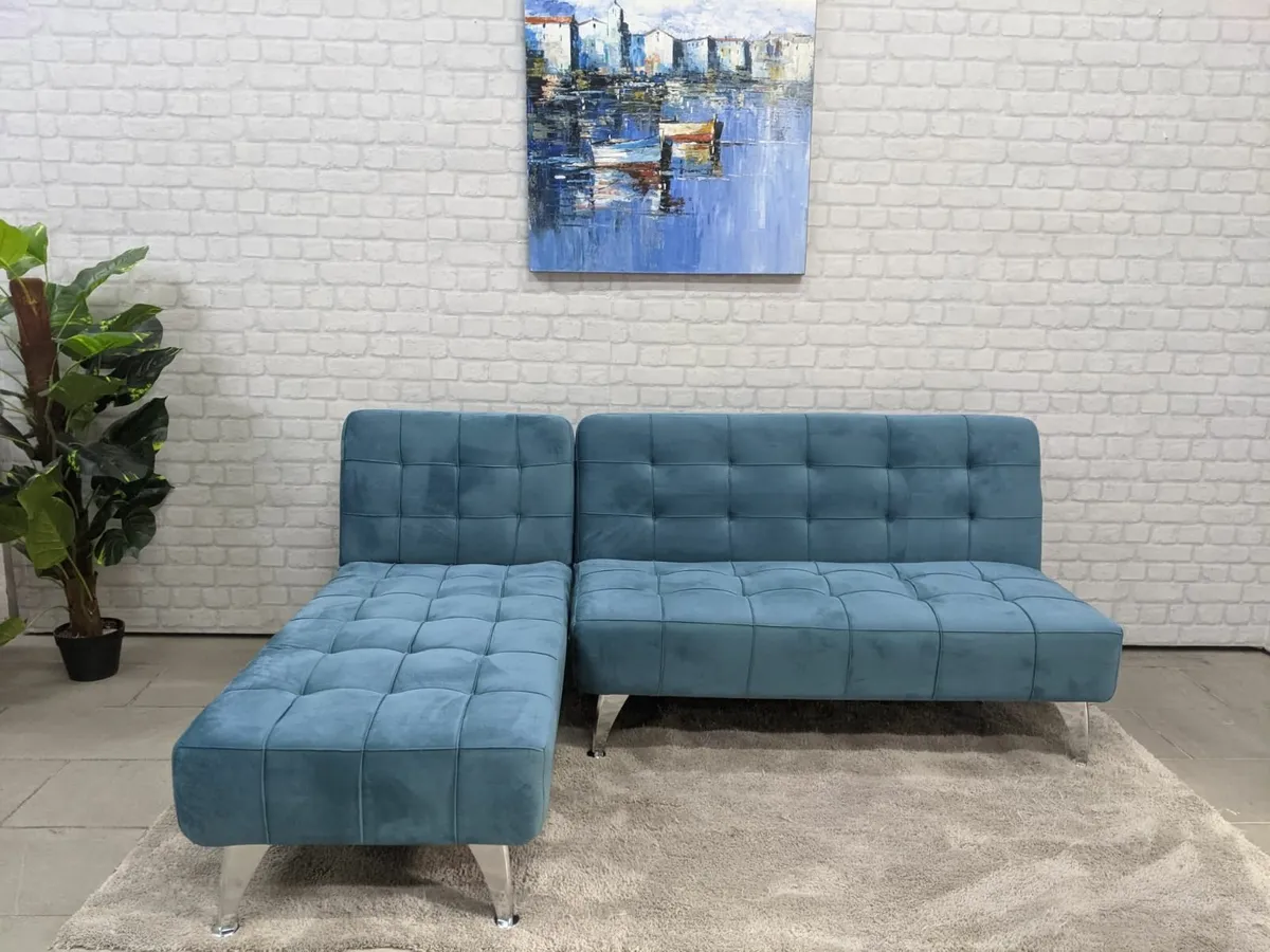 Blue Corner Sofa Bed 198cm - Image 3