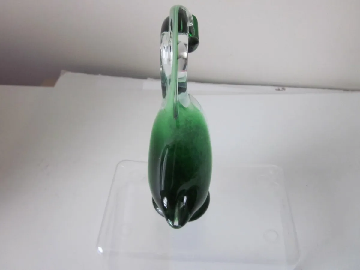Green /Speckle White Art Glass Swan/ Duck - Image 2