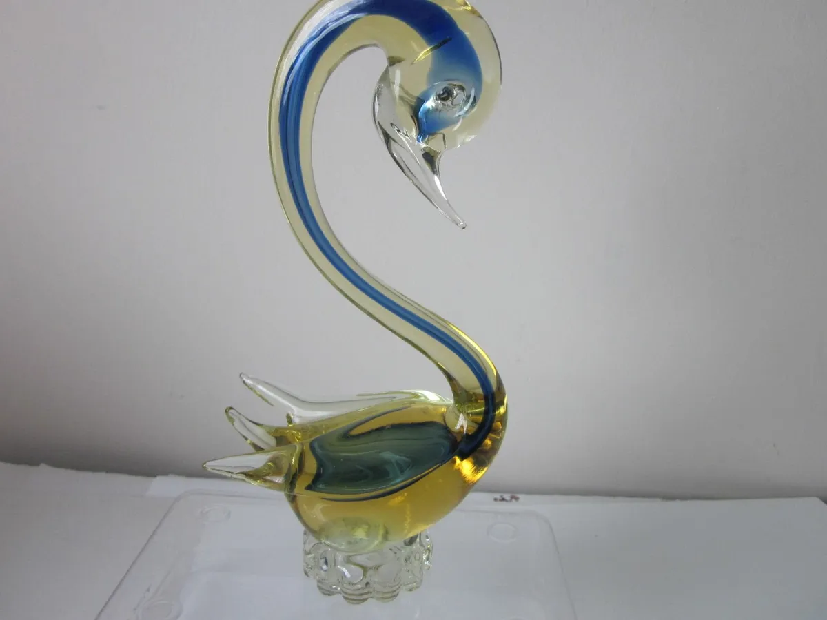 Murano  Blue & Amber  Sommerso Glass Swan/Duck - Image 2