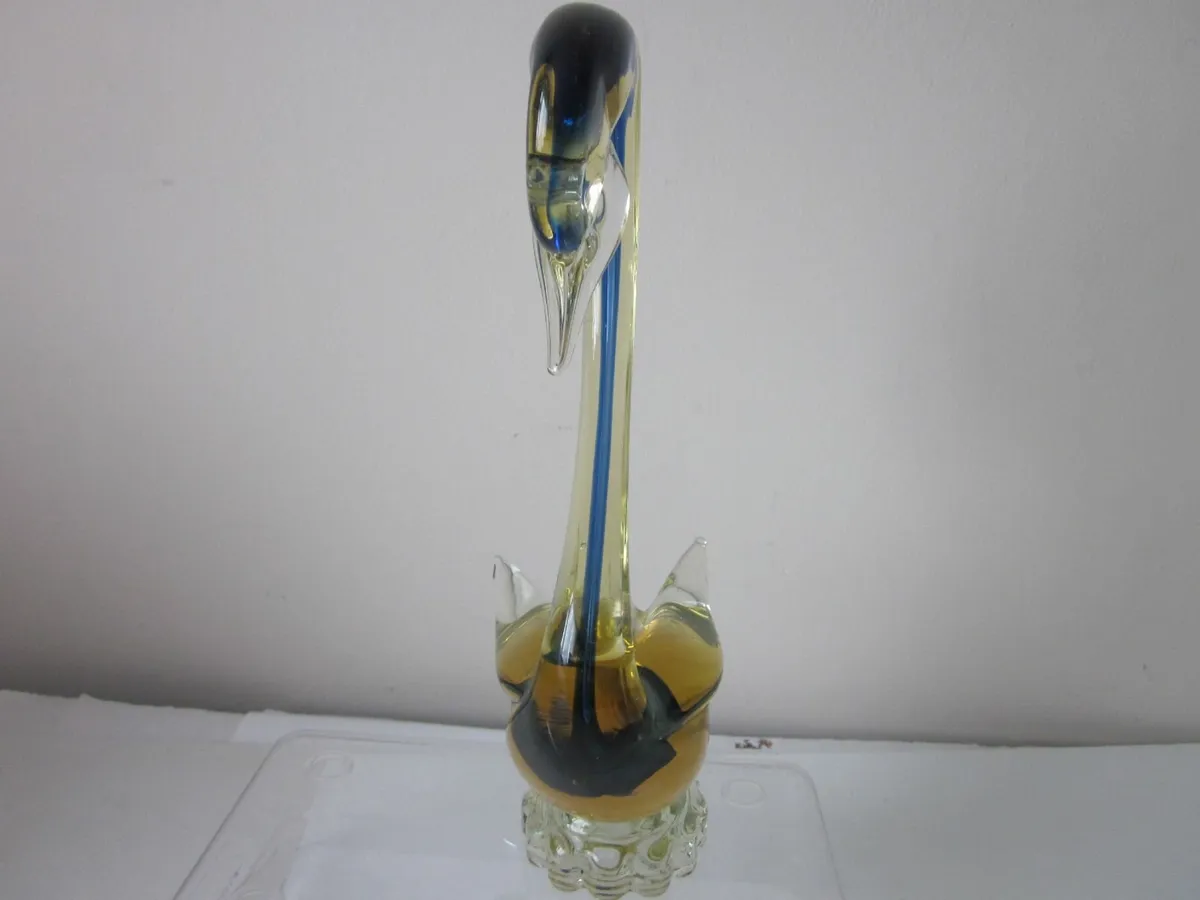 Murano  Blue & Amber  Sommerso Glass Swan/Duck - Image 3