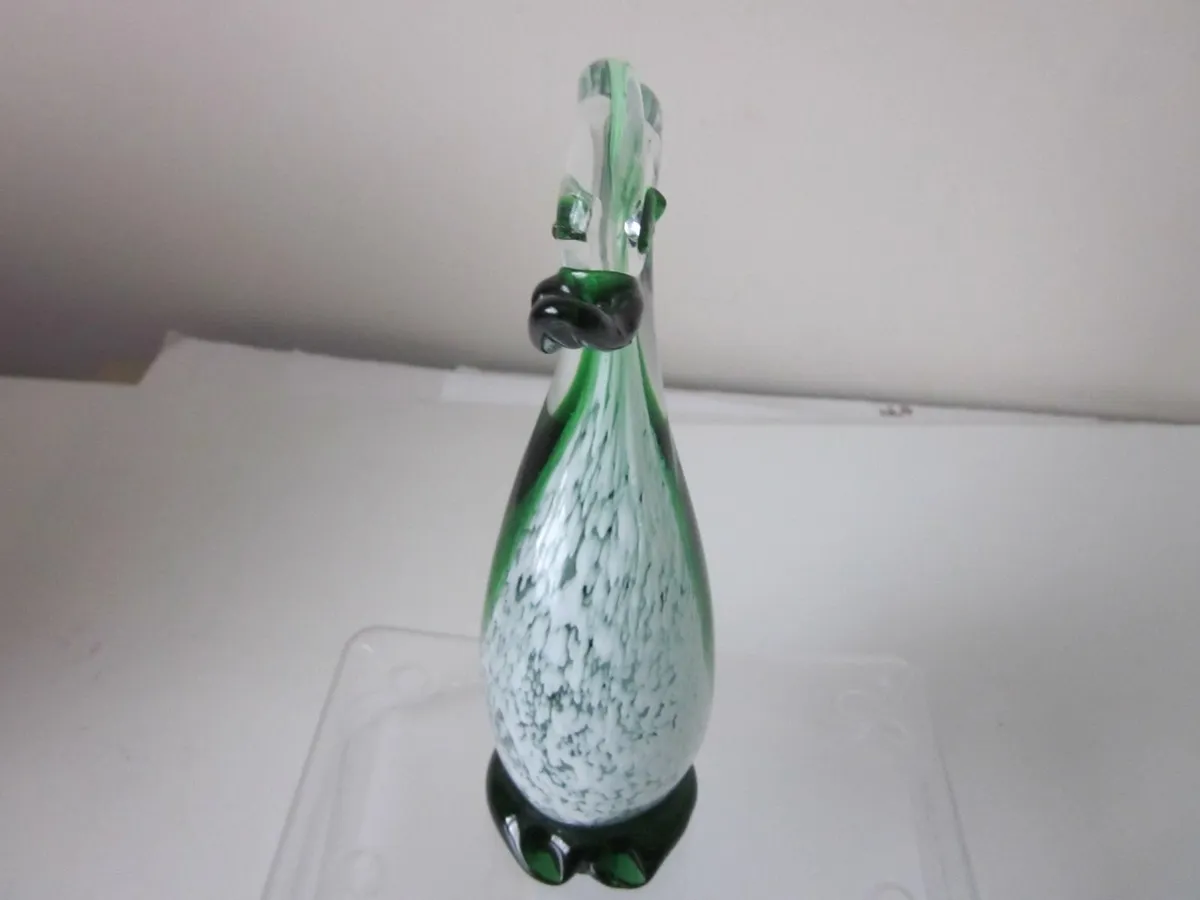 Green /Speckle White Art Glass Swan/ Duck - Image 4