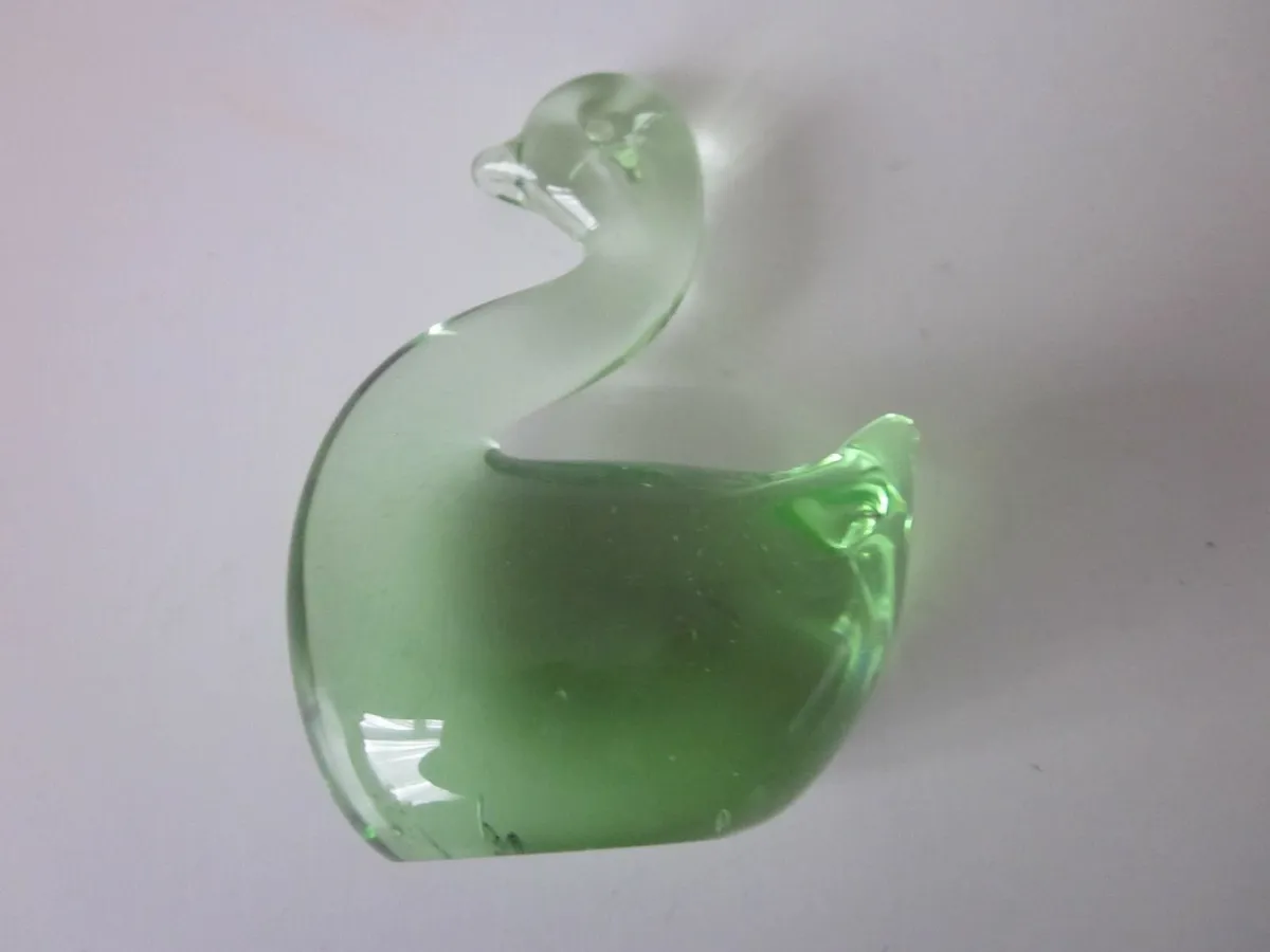 Two Hand Blown  Art Glass Swan/ Duck Figurines - Image 2