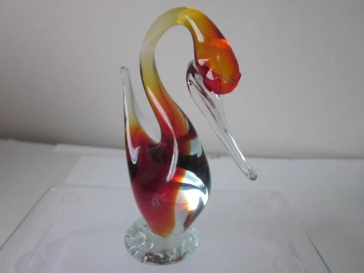 Two Hand Blown  Art Glass Swan/ Duck Figurines - Image 4