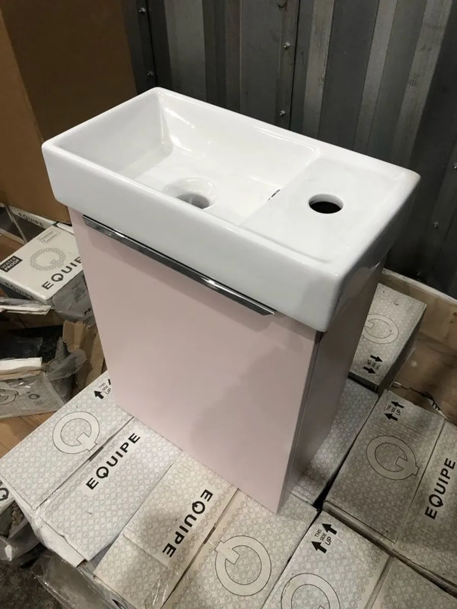 Dusty Pink Wall Mounted Vanity Unit & Basin - Image 2