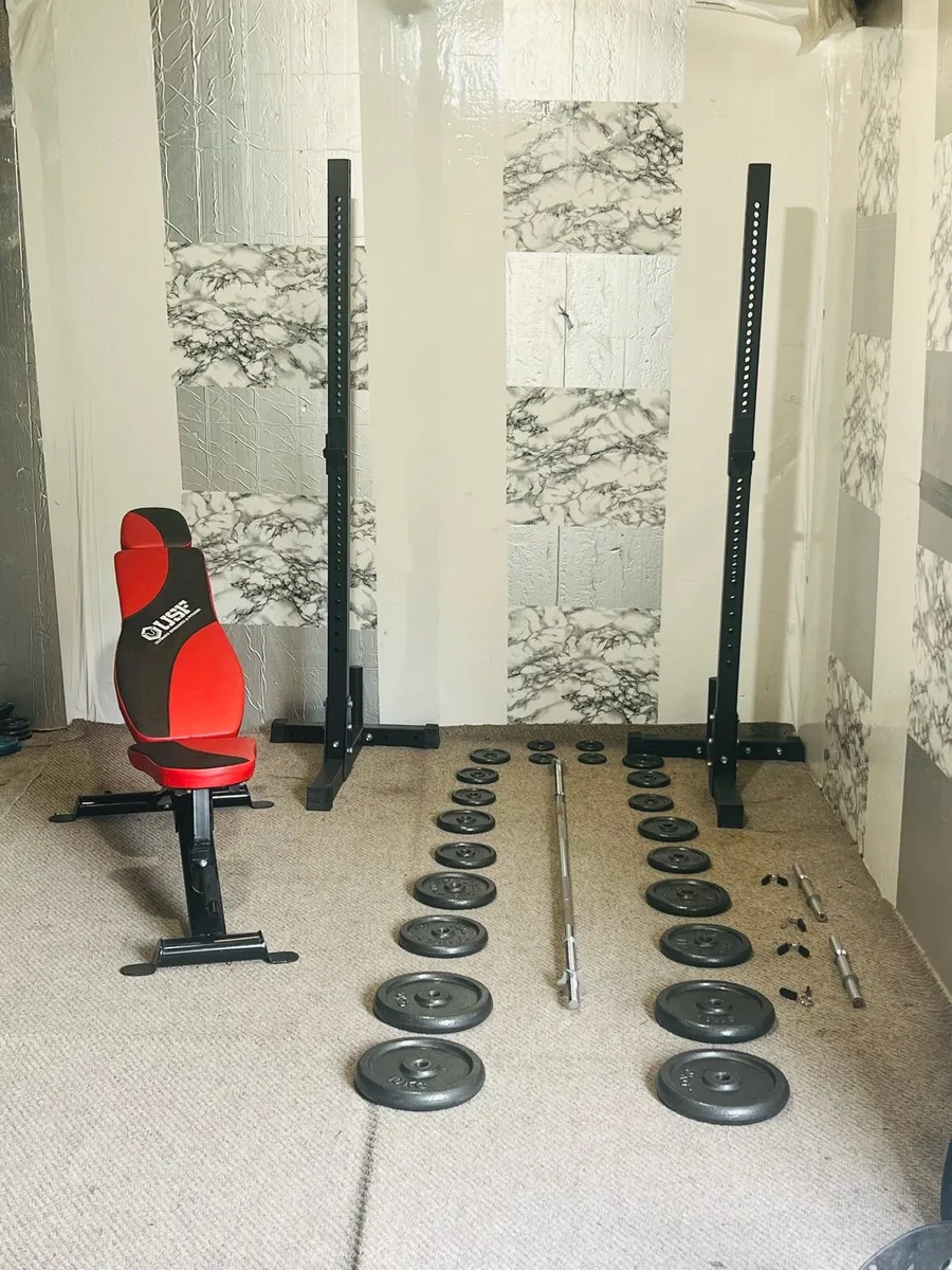 LARGE STEEL WEIGHTS SET BARBELL RACK BENCH ++ - Image 1