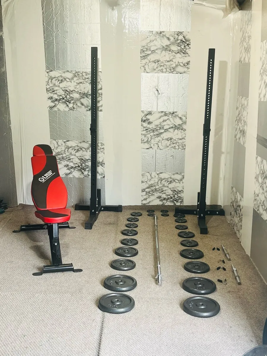 LARGE STEEL WEIGHTS SET BARBELL RACK BENCH ++ - Image 3