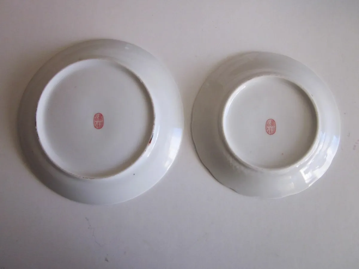 Two Asian Plates Decorated Stork Birds/Water - Image 3