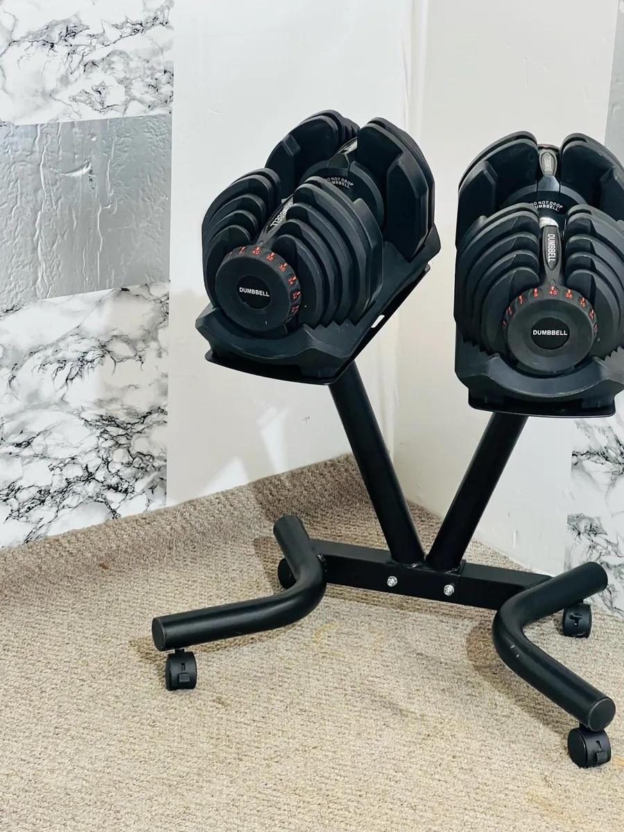 40KG ADJUSTABLE DUMBBELLS-WITH  STAND - Image 2