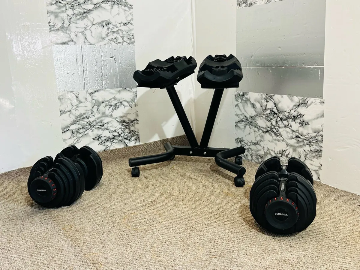 40KG ADJUSTABLE DUMBBELLS-WITH  STAND - Image 3