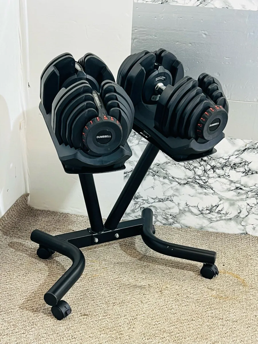 40KG ADJUSTABLE DUMBBELLS-WITH  STAND - Image 4
