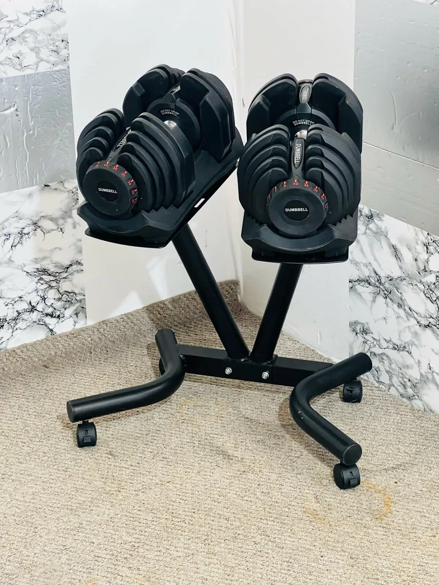 40KG ADJUSTABLE DUMBBELLS-WITH  STAND - Image 1