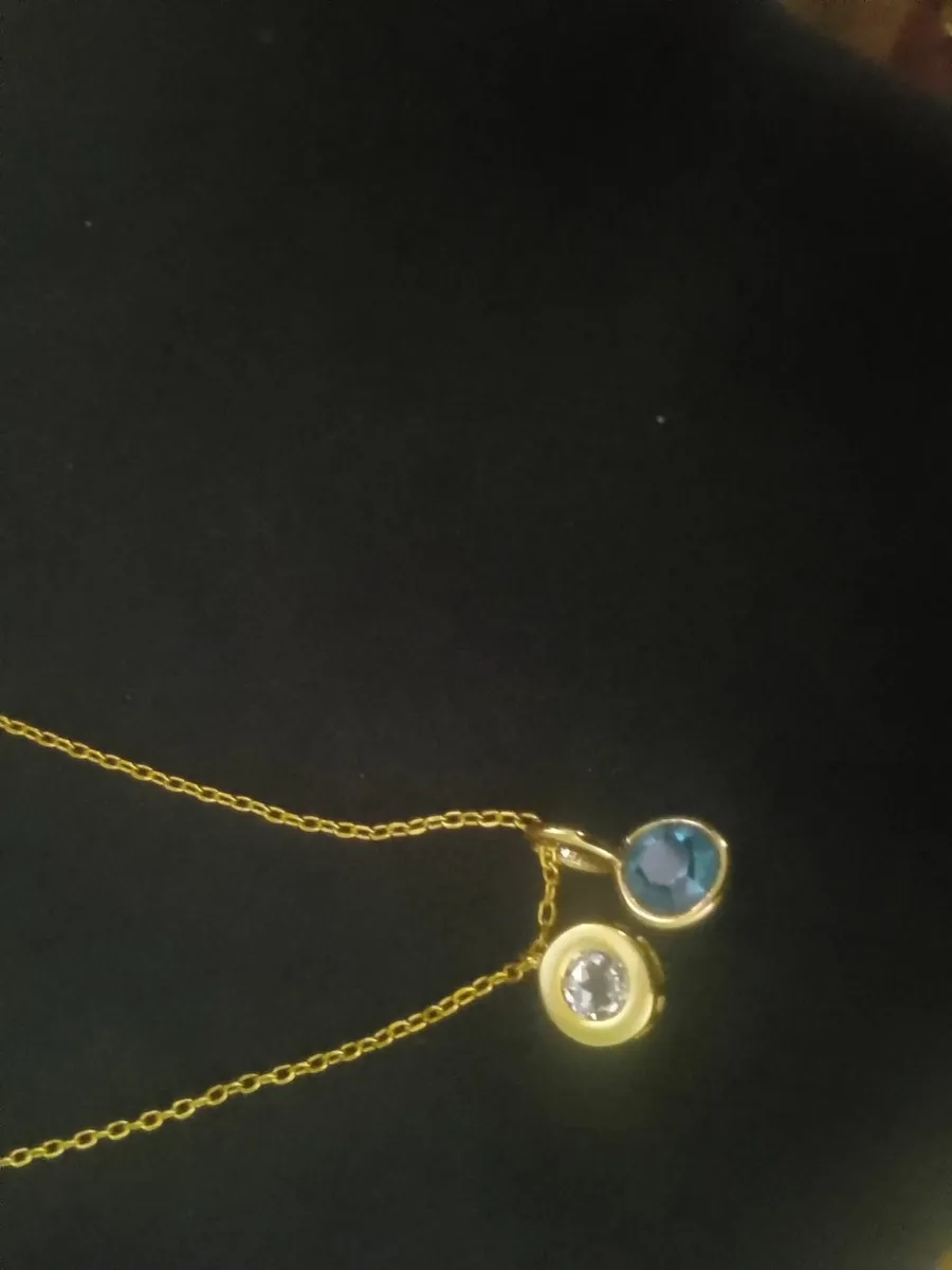 STERLING SILVER GOLD DOUBLE TOPAZ PENDANT 18 "NEW - Image 3