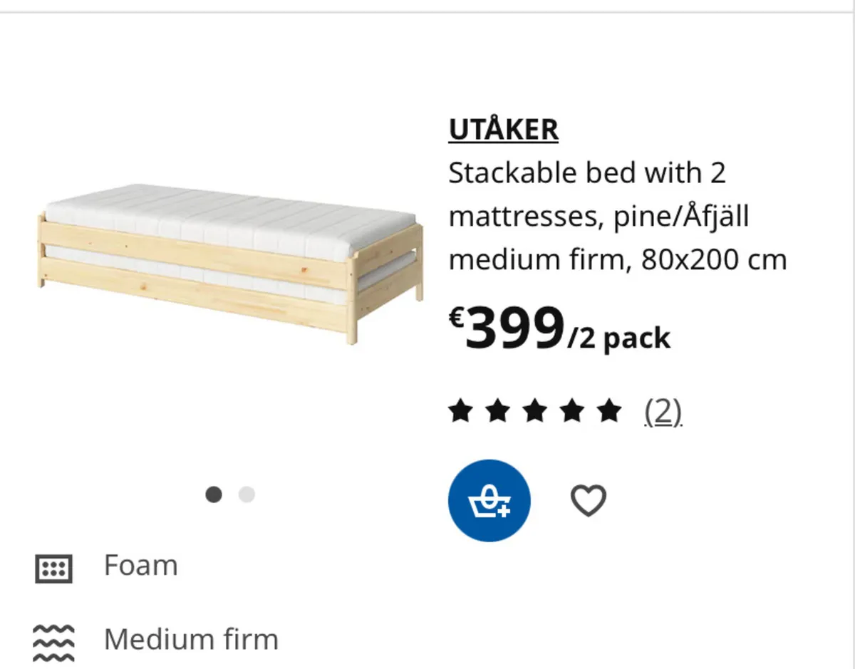 IKEA Stackable Bed with 2 mattresses - Image 4