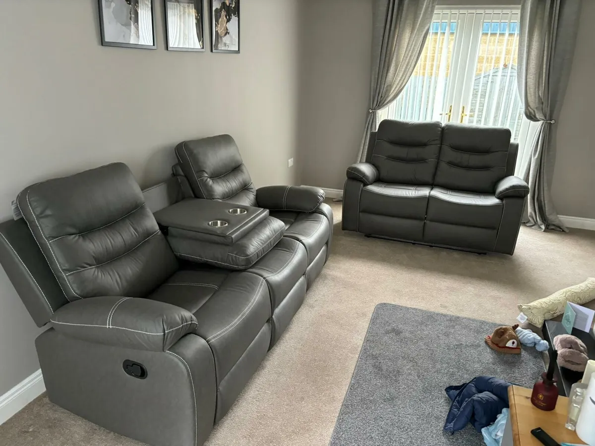 New 3+1+1 Meadow Grey Fabric Recliner - Image 3