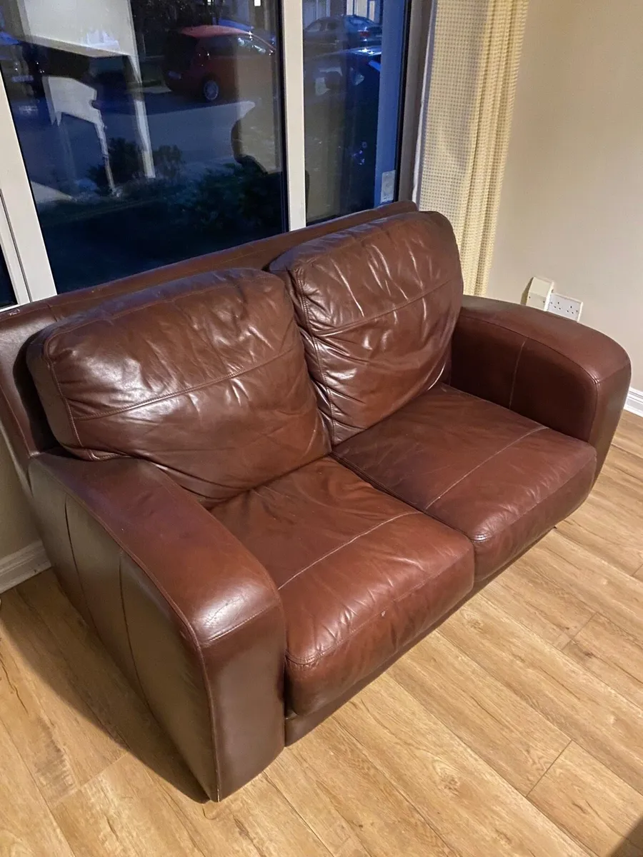 Brown leather couch
