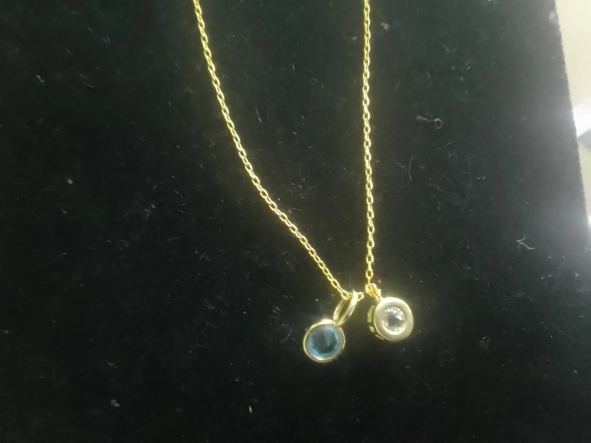 STERLING SILVER GOLD DOUBLE TOPAZ PENDANT 18 "NEW - Image 4