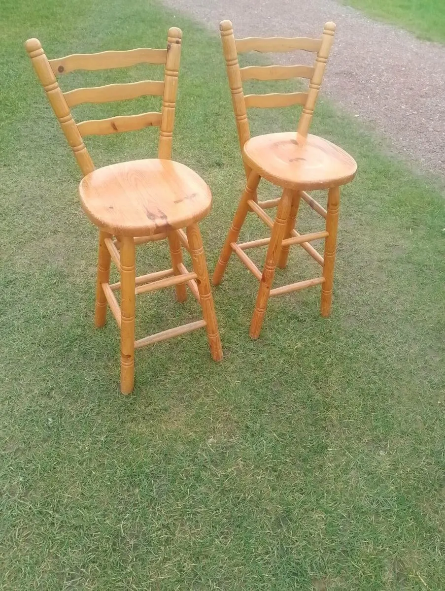 2 solid wood stools - Image 1