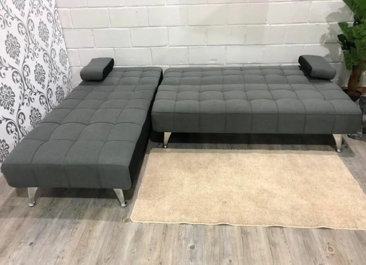 Dark grey fabric corner Sofa Bed Large. 236cm - Image 2