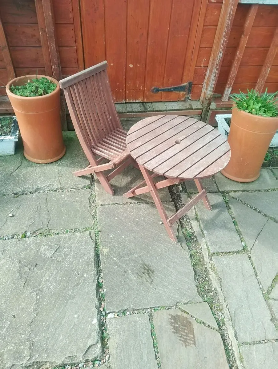 Wooden folding kids table and chair - Image 1