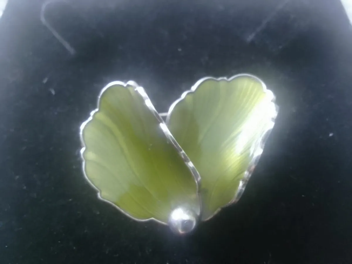 Sterling silver jensen  art deco enamel brooch - Image 1