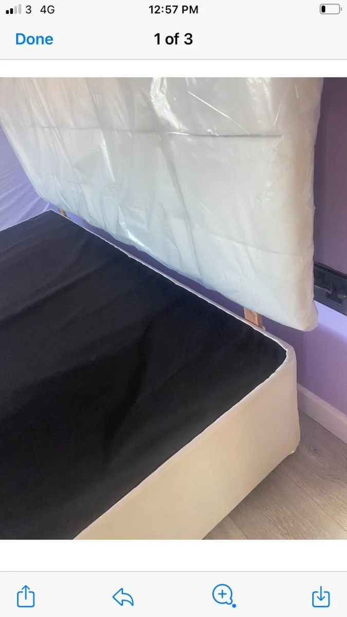 New King size cream base and headboard - Image 1