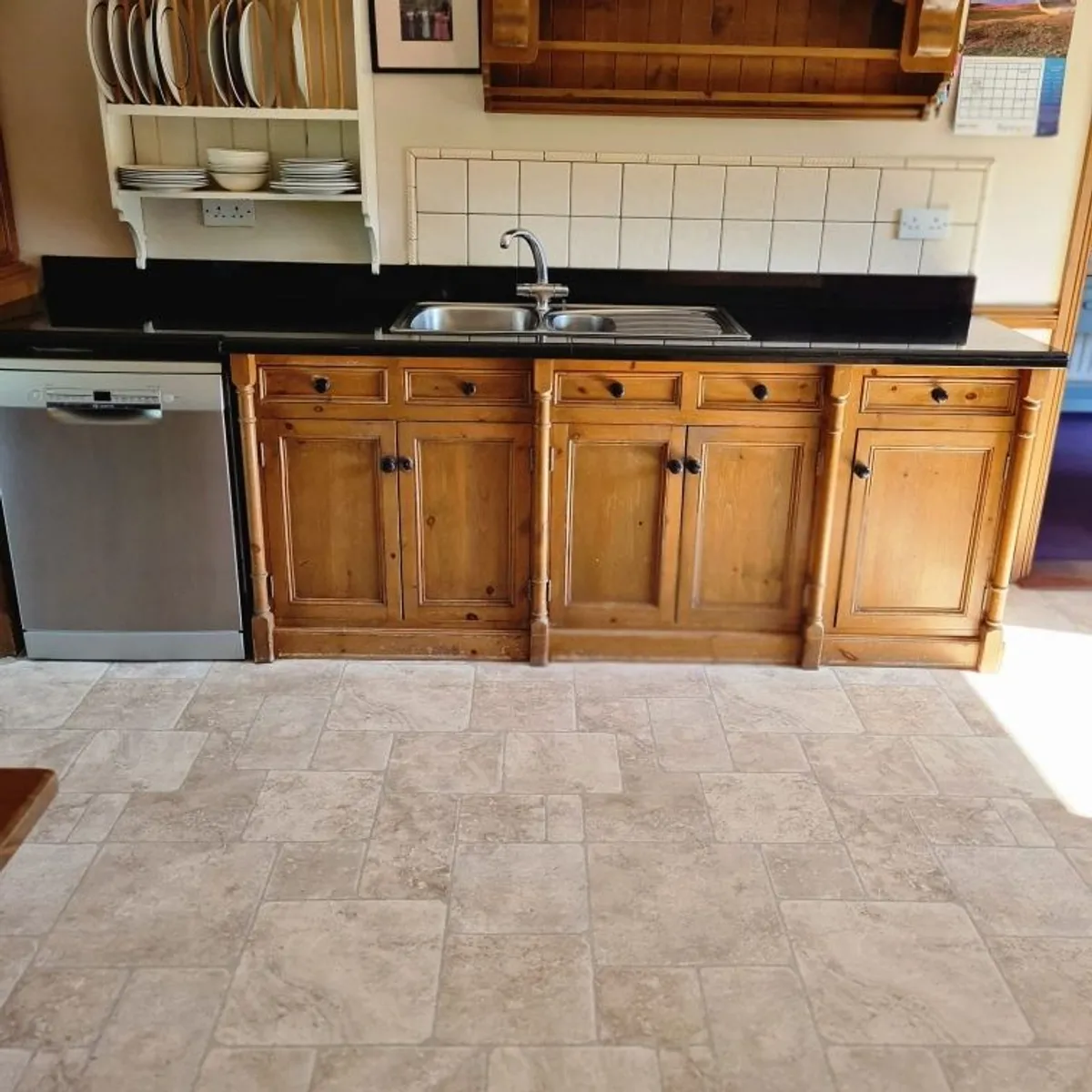 Black solid granite work top and kitchen cabinets - Image 2