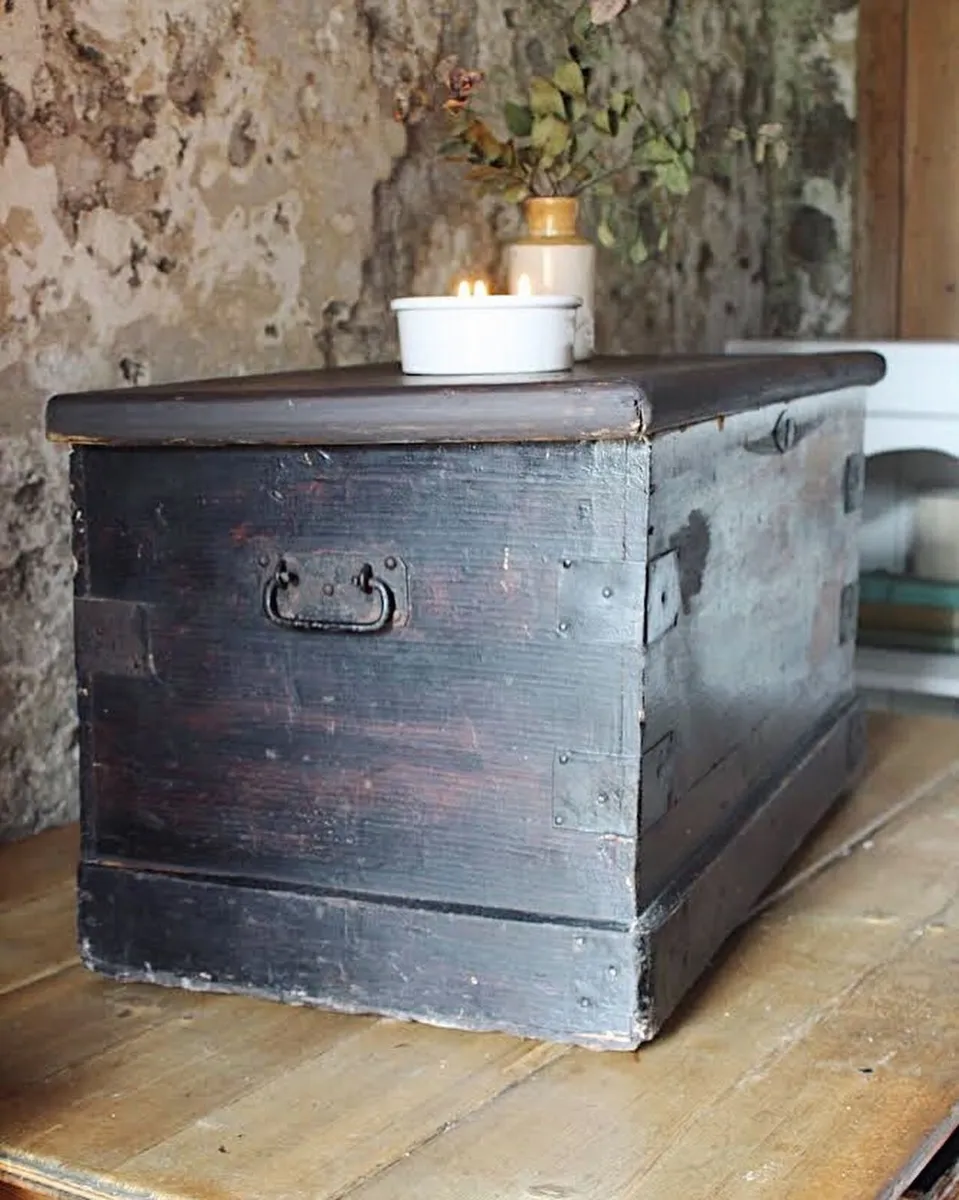 Antique Wooden Trunk - Image 2