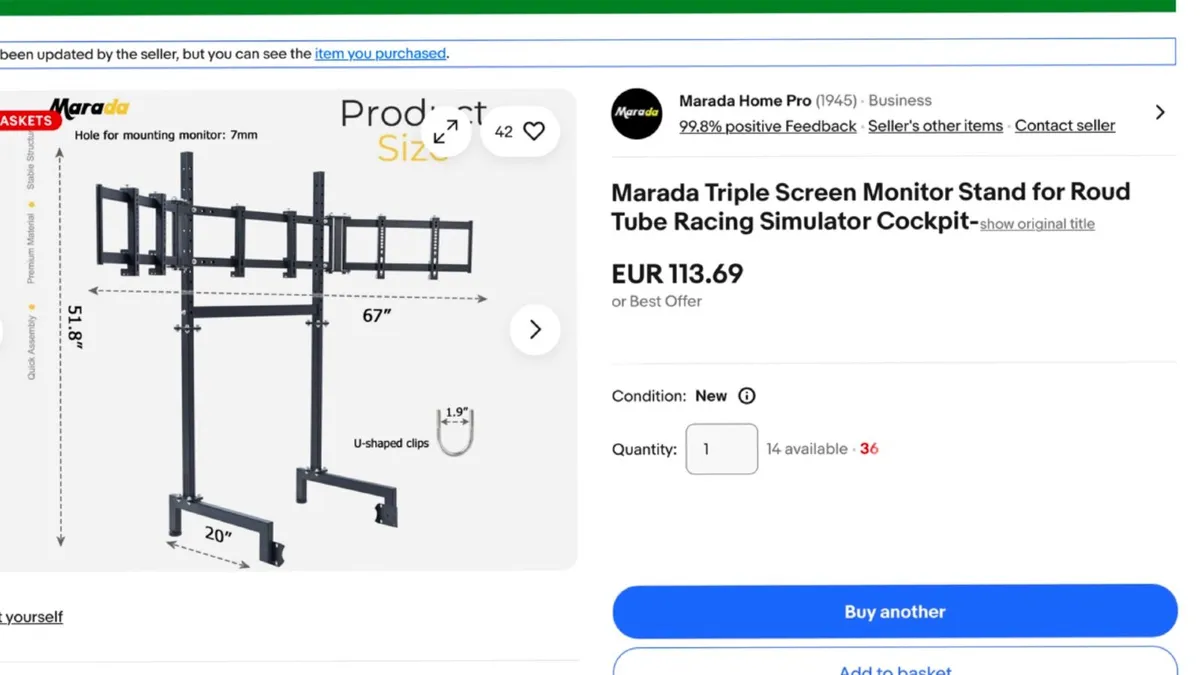 Sim racing rig & triple monitor stand. - Image 2
