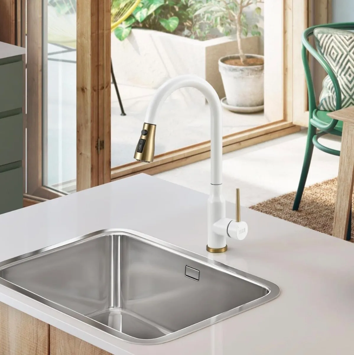 White gold extendable premier tap mixer - Image 1