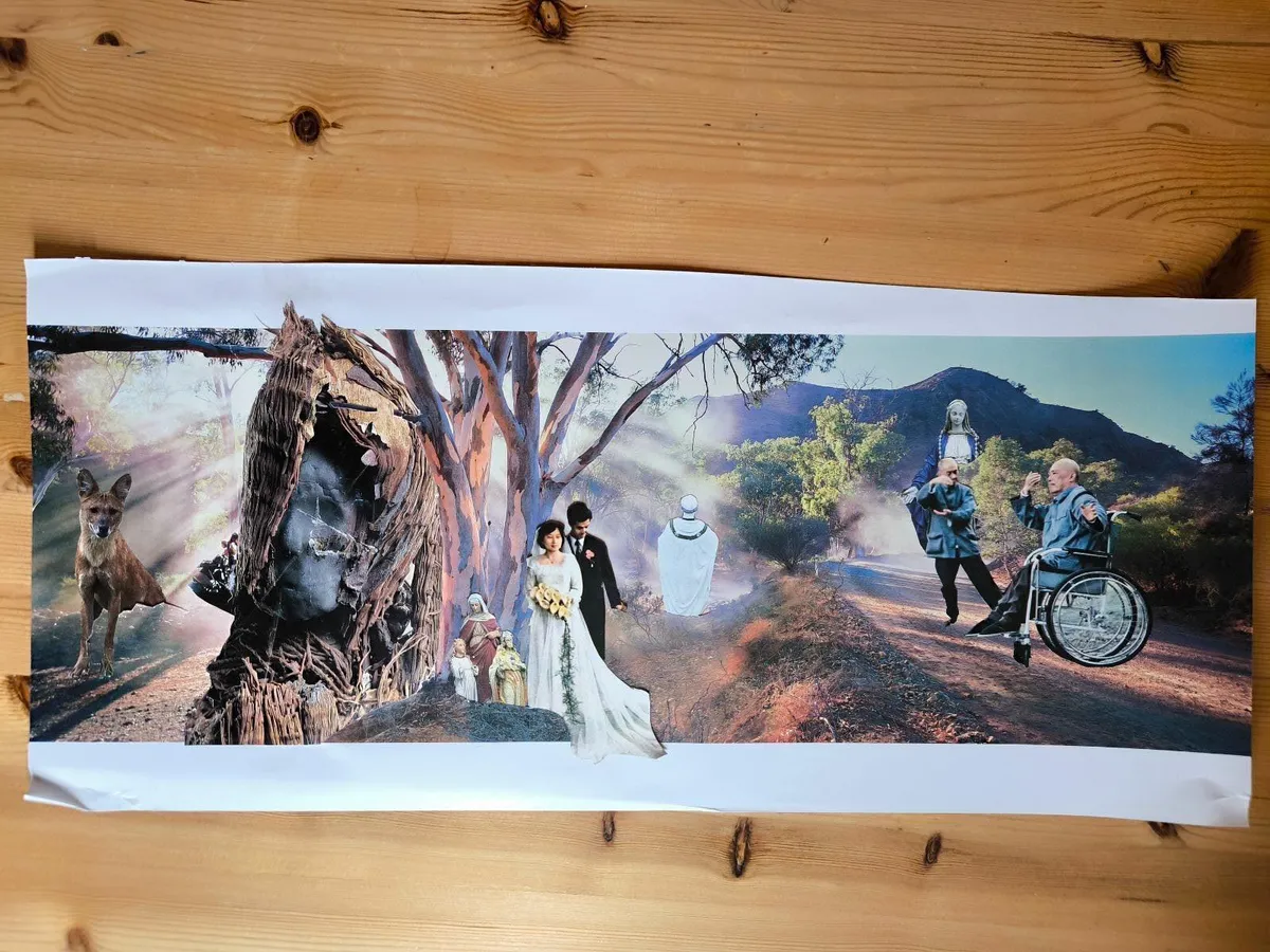 Analog paper Collage  - In the forest of Macin