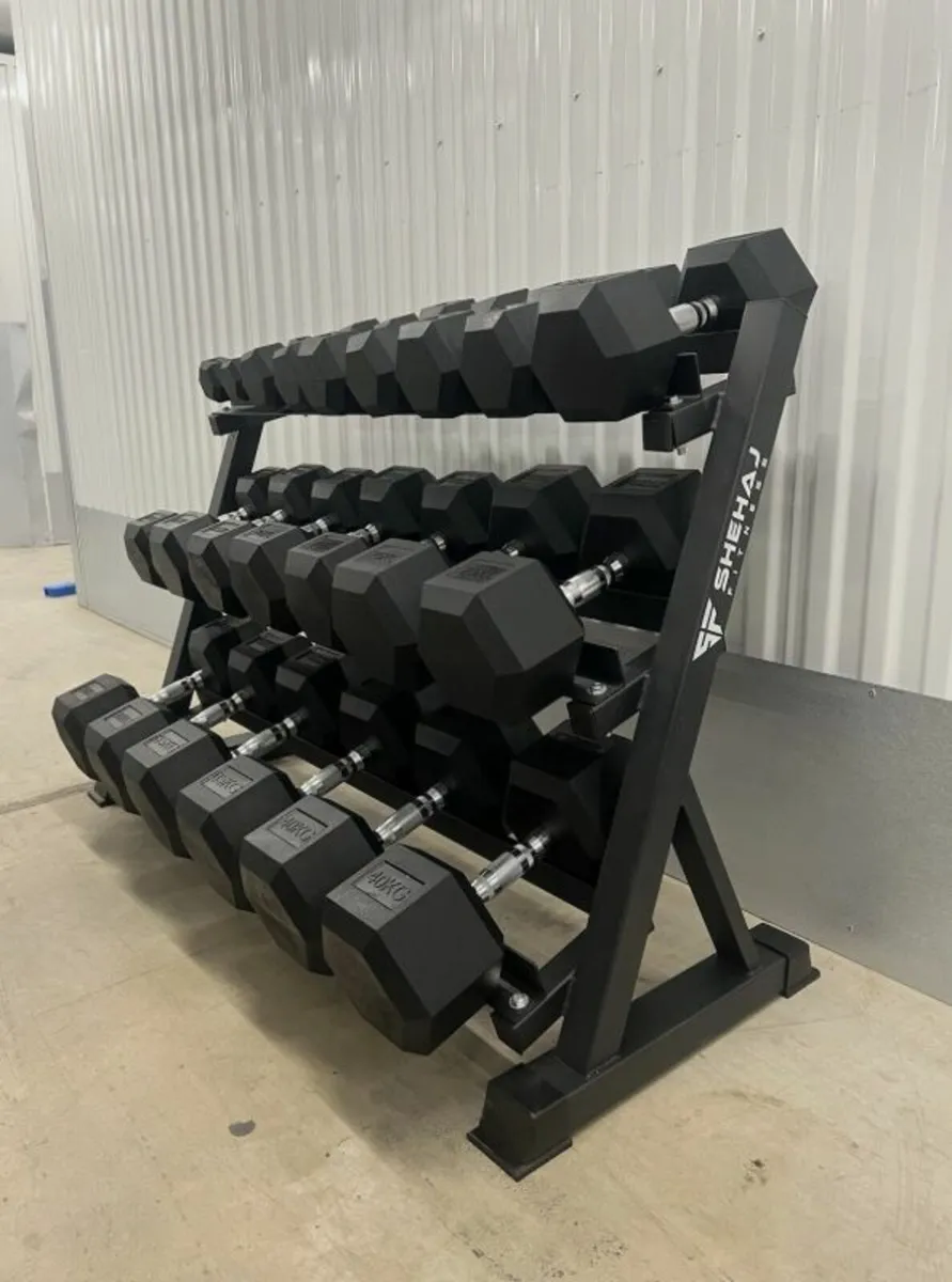 Hex Dumbbell 2.5kg-40kg Set & 3 Tier Rack - Image 1