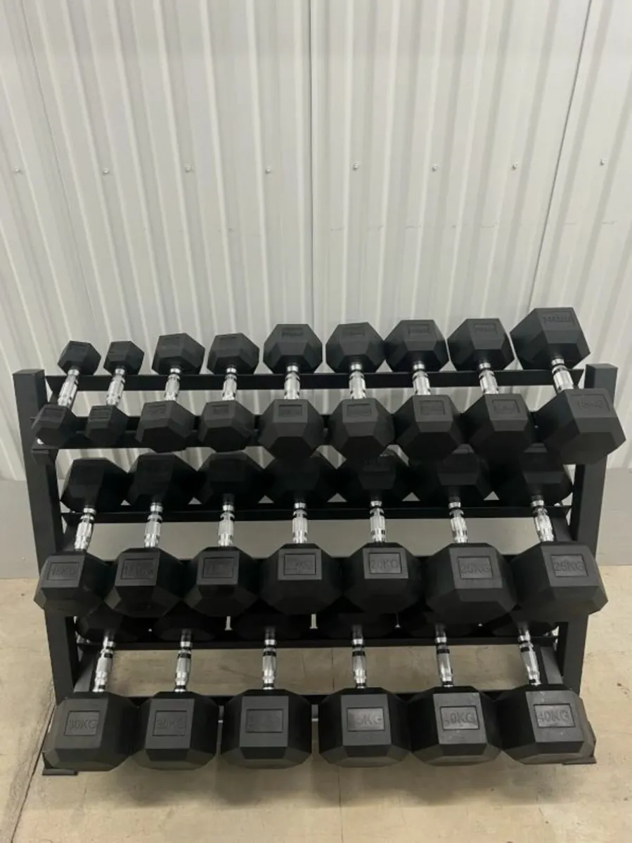 Hex Dumbbell 2.5kg-40kg Set & 3 Tier Rack - Image 2