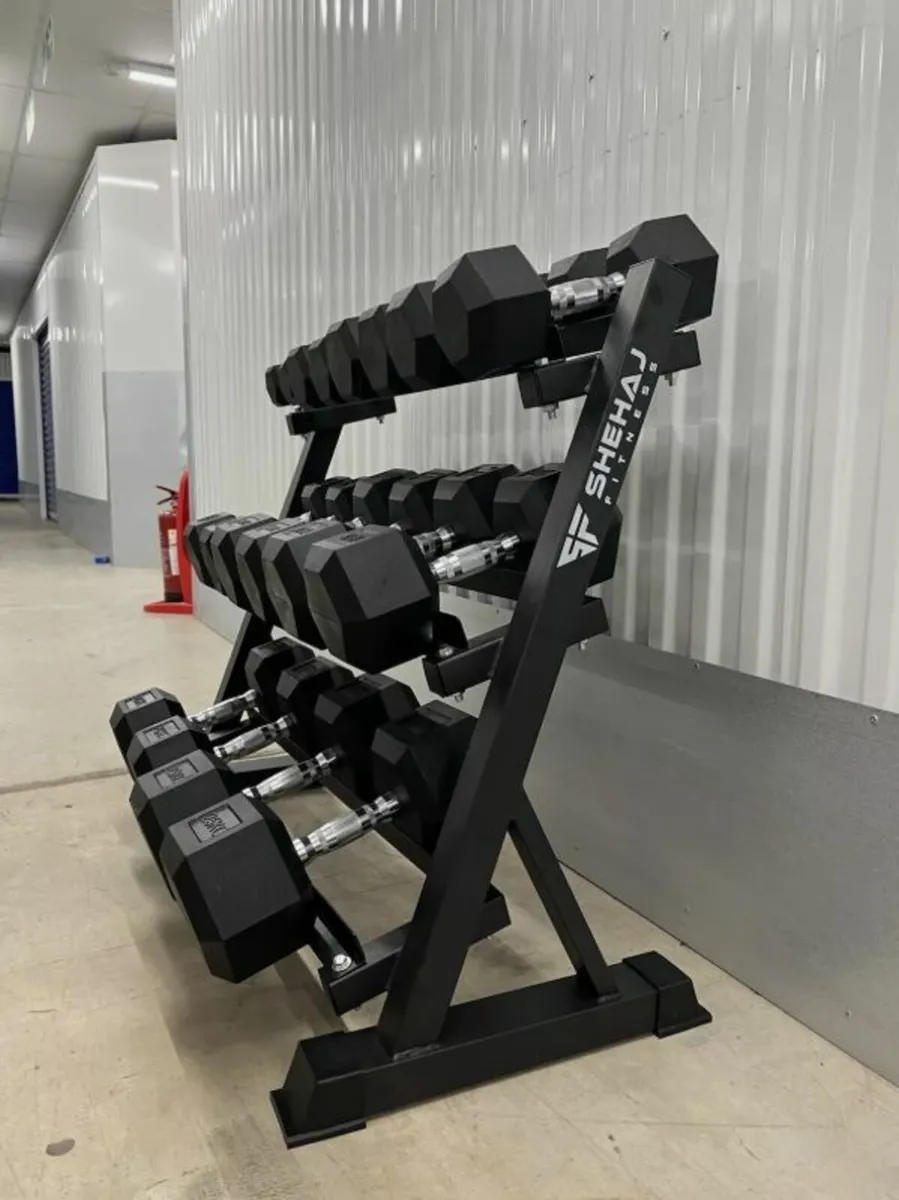 2.5-25kg Hex Dumbbell Set With 3 Tier Rack - Image 2