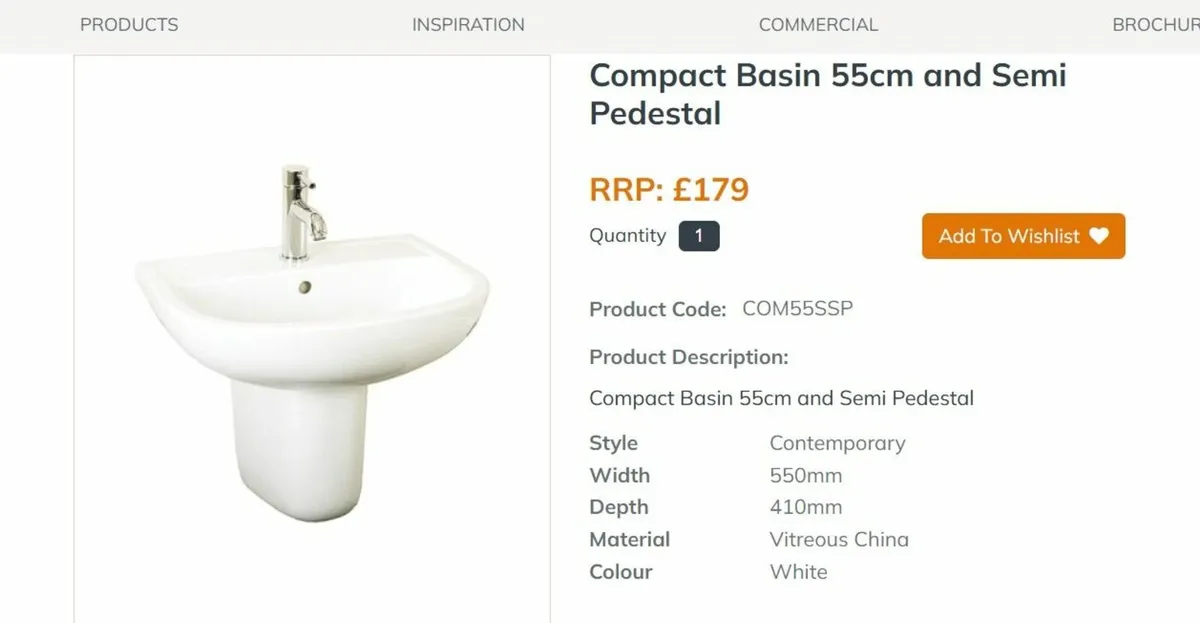RAK Compact Basin 55cm and Semi Pedestal (2 left) - Image 2