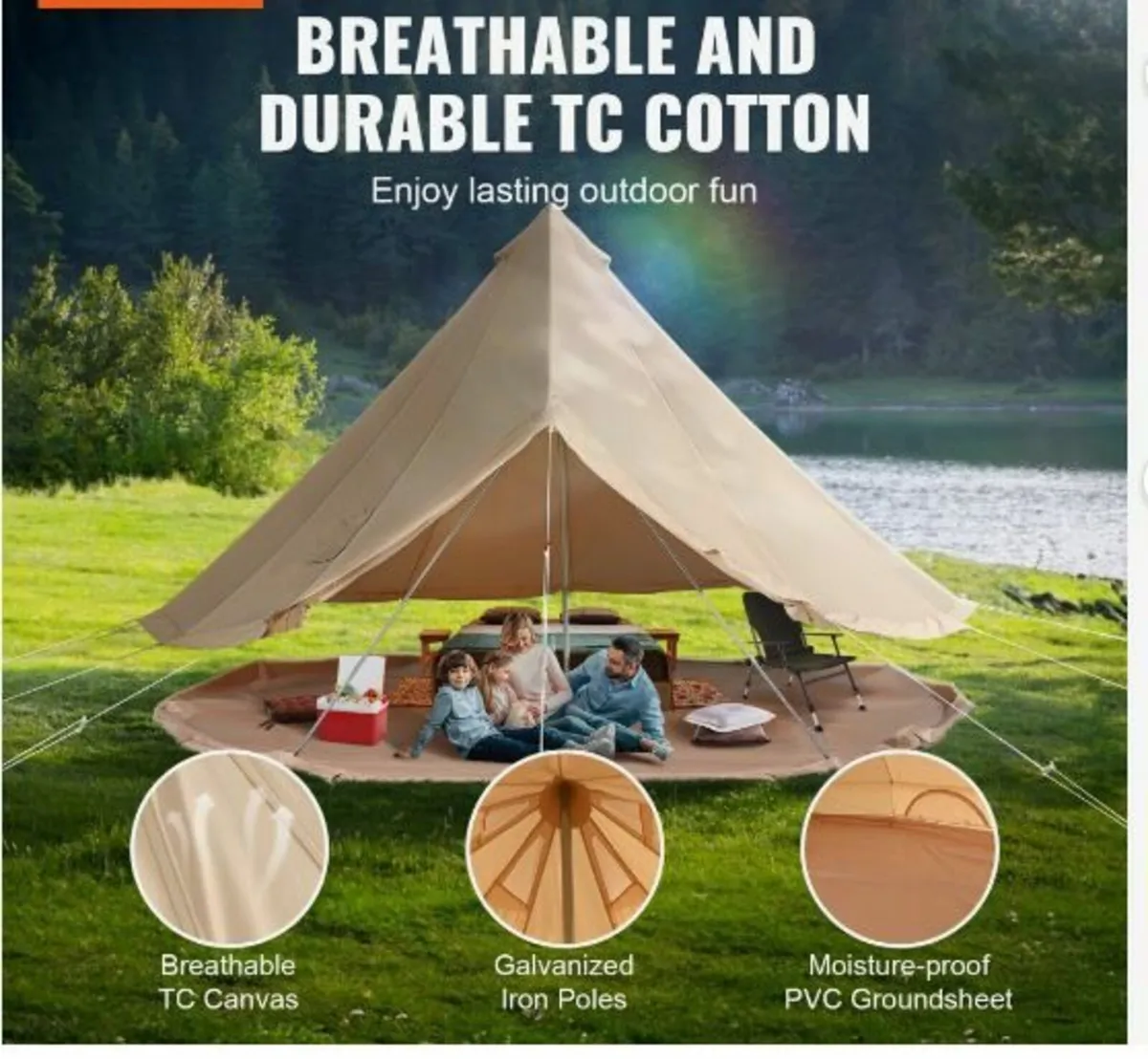 Canvas Bell Tent, 4 Seasons 3 m/9.8ft - Image 2