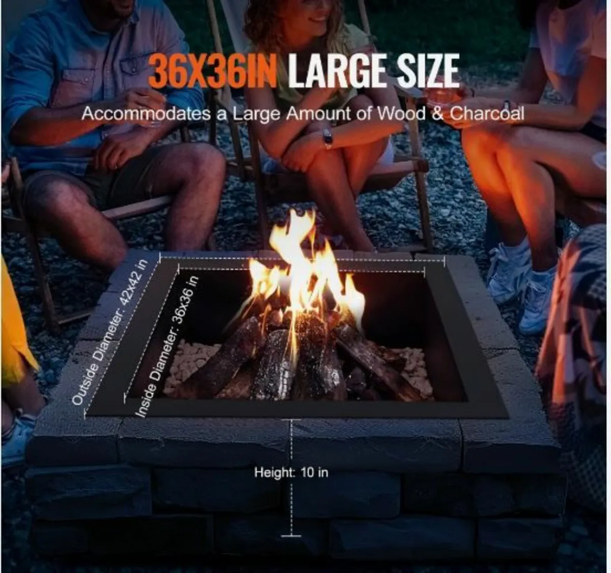 Fire Pit Ring Square 42x42 in Outer Steel - Image 2