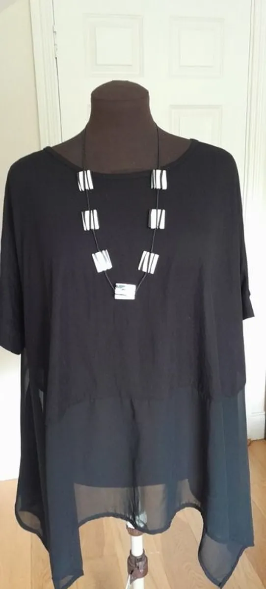 Apricot Sheer Asymmetrical Top - Image 1